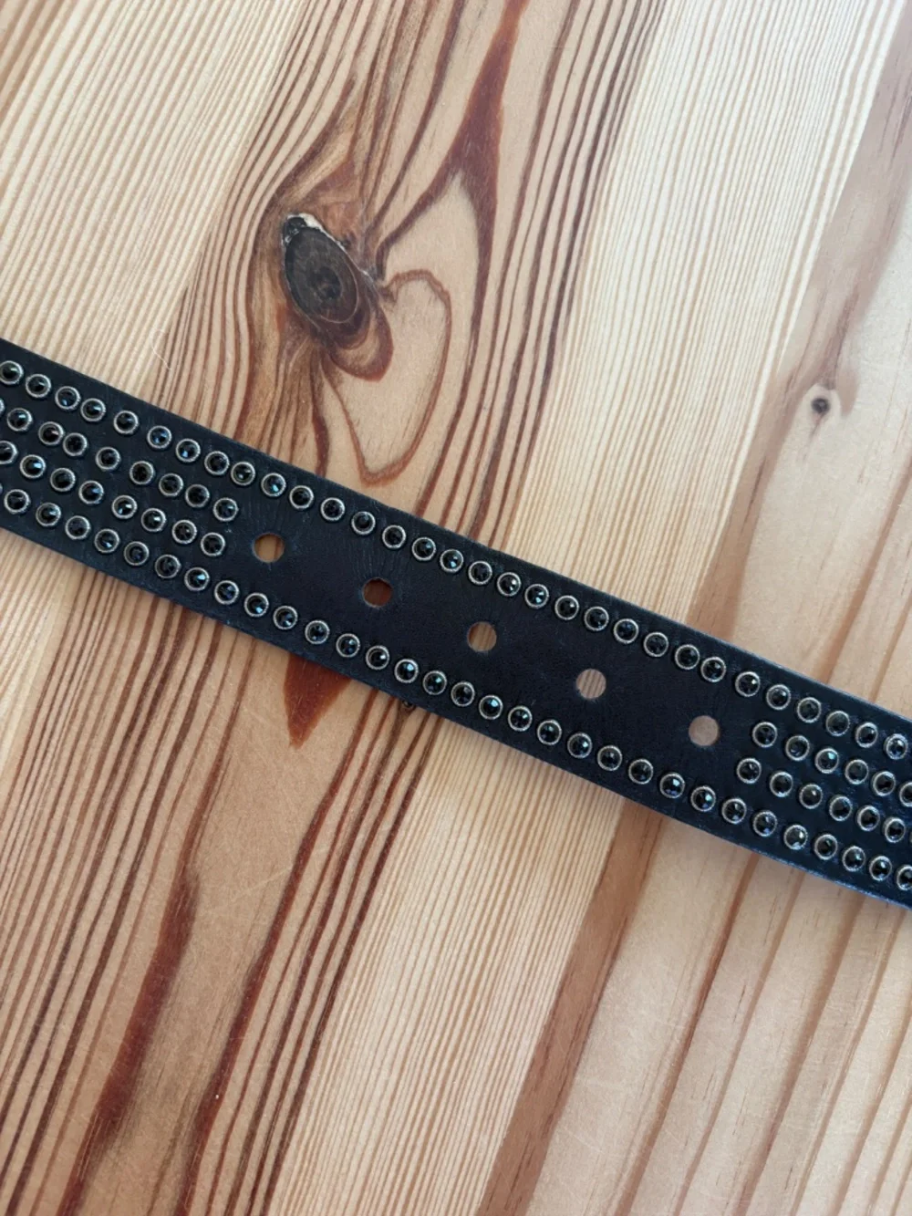 Streets Ahead Black Leather Studded Belt Silver Buckle Size S